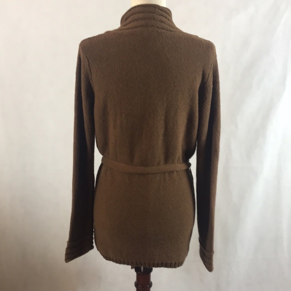 EUC White + Warren Open Front Cardigan with Long Sleeves and Removable Tie Belt - Picture 5 of 9